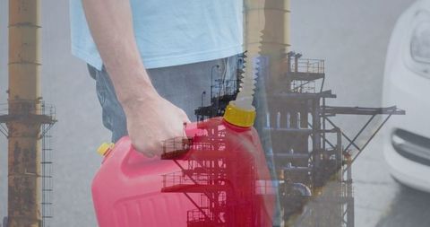 Double Exposure of Oil Industry and Man at Gas Station - Download Free Stock Images Pikwizard.com