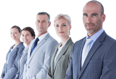 Row of Confident Business Professionals in Transparent Background
