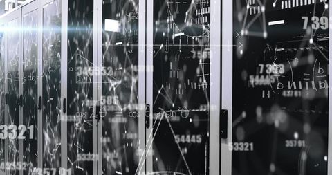Digital Overlay of Mathematical Concepts over Server Room Aisle - Download Free Stock Images Pikwizard.com