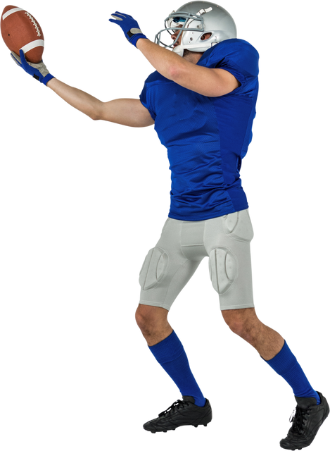 Transparent American Football Player Catching Ball mid-air with Blue Jersey - Download Free Stock Videos Pikwizard.com