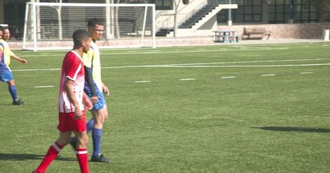 Intense Soccer Match Focused on Strategy and Teamwork