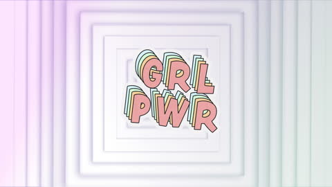 Colorful GRL PWR Text on Abstract White Background