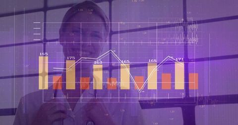 Female Doctor Adjusting Stethoscope with Augmented Medical Data Visualization and Charts