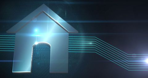 Home Smart Technology Concept with Glowing Circuit Connections