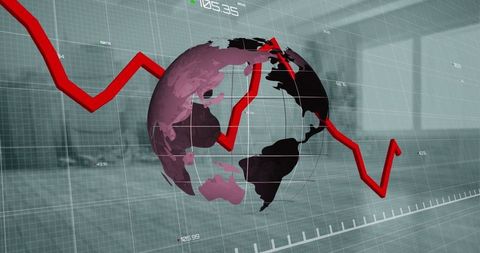 Financial Graphs and Globe Reflecting Economic Trends