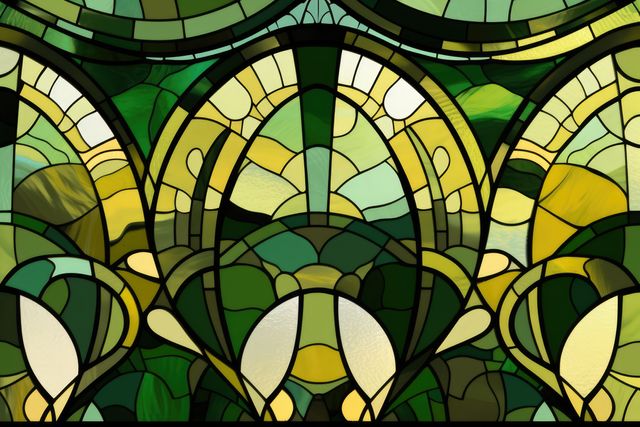 Intricate Green and Yellow Abstract Stained Glass Design - Download Free Stock Images Pikwizard.com