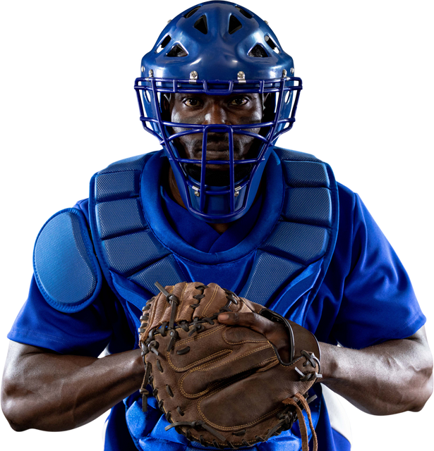 Transparent View of African American Baseball Catcher Dressed and Ready for A Pitch - Download Free Stock Videos Pikwizard.com