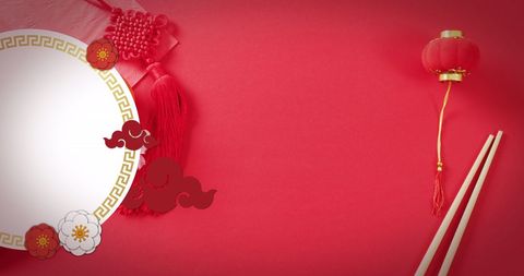 Chinese New Year Celebrative Ceremony Red Decorative Background