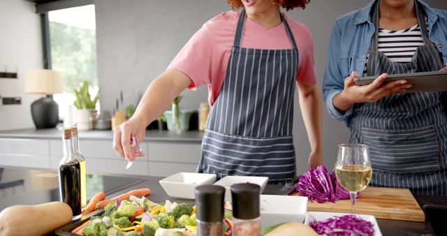 Couples Preparing Meal Together in Modern Kitchen - Download Free Stock Images Pikwizard.com