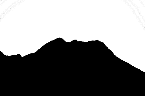 illustration of a black mountain silhouette set against a transparent background. suitable for design projects, advertisements or presentations related to nature, geology, outdoor adventures, and minimalist themes. perfect for use in graphic designs and digital artworks needing an understated yet striking element.