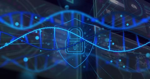 Digital DNA Strand with Lock Symbol Highlighting Data Security - Download Free Stock Images Pikwizard.com
