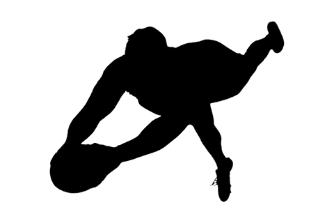 Dynamic rugby player silhouette jumping on transparent background