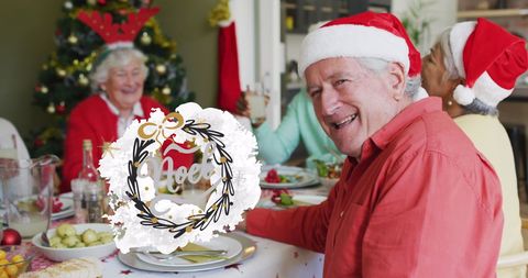 Festive Senior Celebrating Christmas with Family