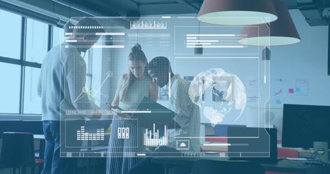 Business Team Analyzing Digital Global Financial Data