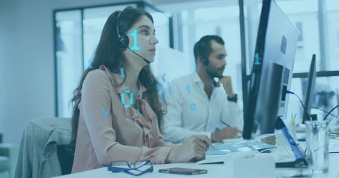 Global communication through technology in a modern office