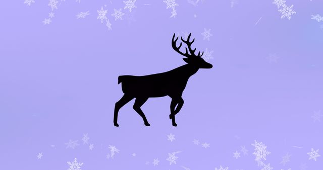 Reindeer Silhouette on Purple Snowflake Background - Download Free Stock Images Pikwizard.com