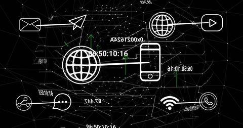 Digital Network Interface with Communication Media Icons - Download Free Stock Images Pikwizard.com