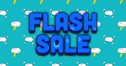 Bright Flash Sale Banner With Bold Text and Clouds