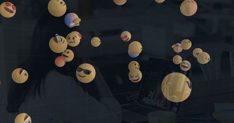 Social Media Expressions Flowing on Laptop Screen