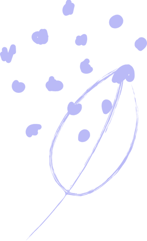Stylized lavender leaf with spores on transparent background
