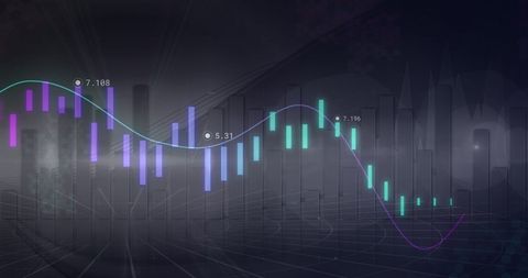 Abstract Financial Data with Neon Line Graph and Candlestick Chart - Download Free Stock Images Pikwizard.com