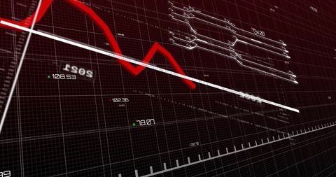 Digital Display of Financial Decline Graph and Data Connectivity - Download Free Stock Images Pikwizard.com