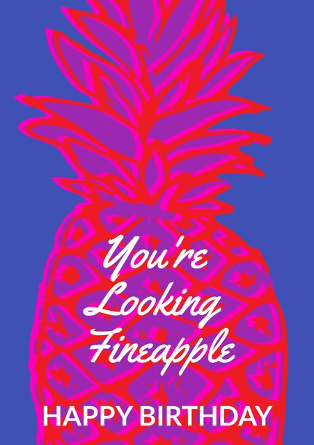Tropical Pineapple Birthday Card for Summer Celebrations - Download Free Stock Videos Pikwizard.com