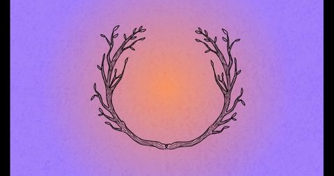 Illustration of Tree Branches Forming Wreath on Gradient Background