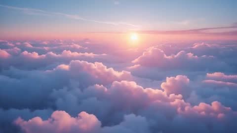 Sunrise Over Cloudscape with Golden Light