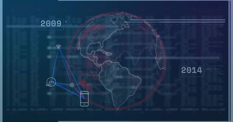 Pulsing Dotted Americas Globe Visualizing Global Connectivity, Mobile Network Analytics