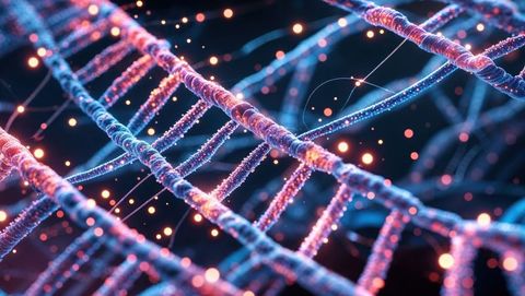 Futuristic Bioluminescent DNA-Like Structures in Abstract Space