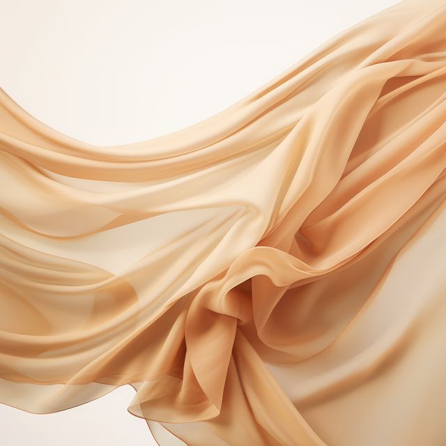 Close up of beige silk material on beige background, created using generative ai technology. Fabric, texture and colour concept digitally generated image.