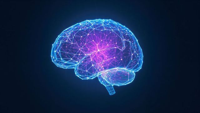 Futuristic Digital Brain with Glowing Network Connections