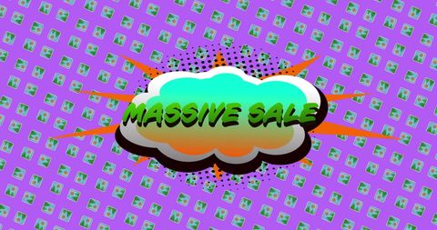 Massive Sale Text on Vibrant Retro Background