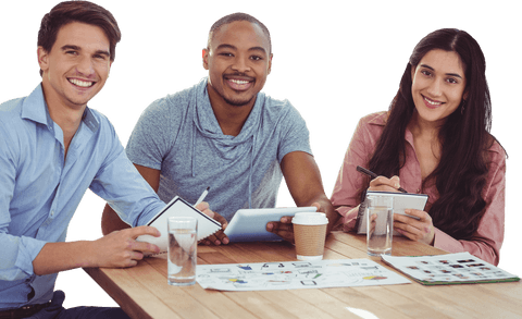 diverse team collaborating with technology at transparent table meeting - Download Free Stock Videos Pikwizard.com