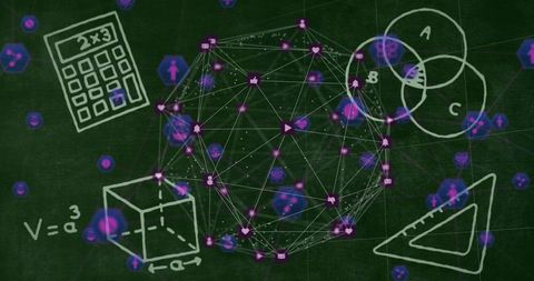 Network Graph Overlay in Classroom Setting with Chalk Math Drawings