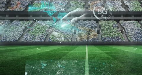 Digital Data Interface Over Soccer Stadium Scenery