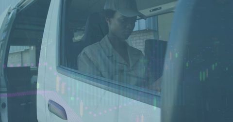 Innovative courier operations with data overlay technology concept