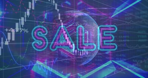 Digital Financial Data Overlay with SALE Highlight - Download Free Stock Images Pikwizard.com