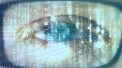 Binary Code Overlaying an Eye Visualizing Digital Technology