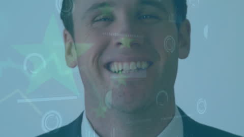 Caucasian Businessman Amidst China Data and Digital Overlay