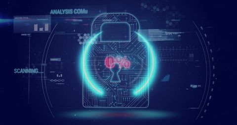 Futuristic Digital Padlock with Zero Percent Highlight