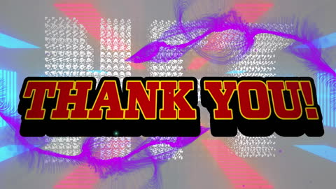 Colorful Retro Thank You Text Animation with Abstract Background