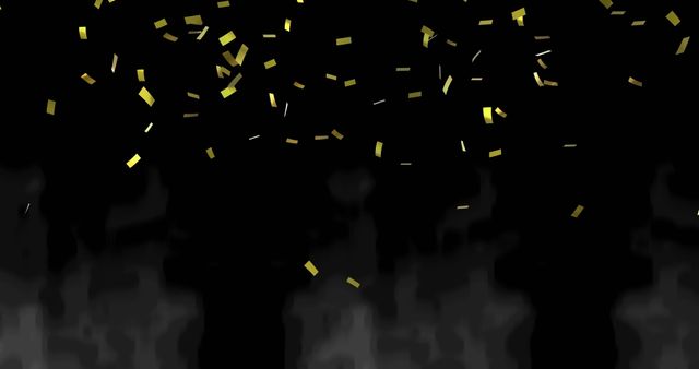 Gold Confetti Floating Against Black Background Celebration Concept - Download Free Stock Images Pikwizard.com