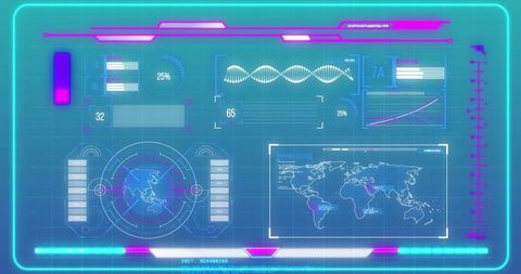 Futuristic Global Data Analysis Interface in Neon Blue Design - Download Free Stock Images Pikwizard.com