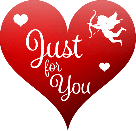 Valentine Red Heart with Love Message on Transparent Background