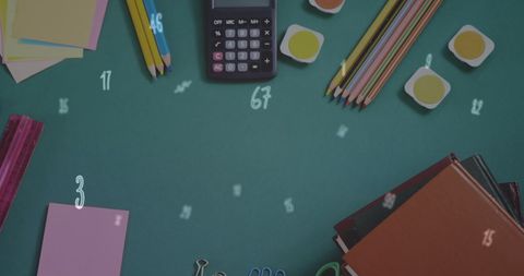 Creative Digital Composition with School Supplies on Green Desk - Download Free Stock Images Pikwizard.com