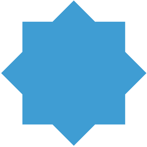 Abstract blue star shape on transparent background