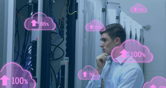 IT Technician Monitoring Cloud Network Performance Data Servers - Download Free Stock Images Pikwizard.com