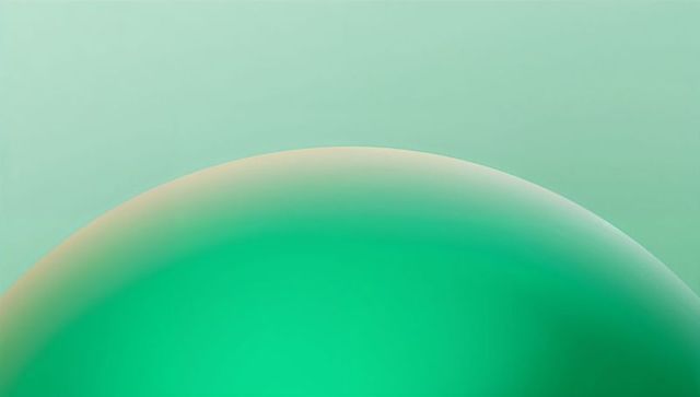Serene green hemisphere rising over mint gradient background minimal abstract geometry